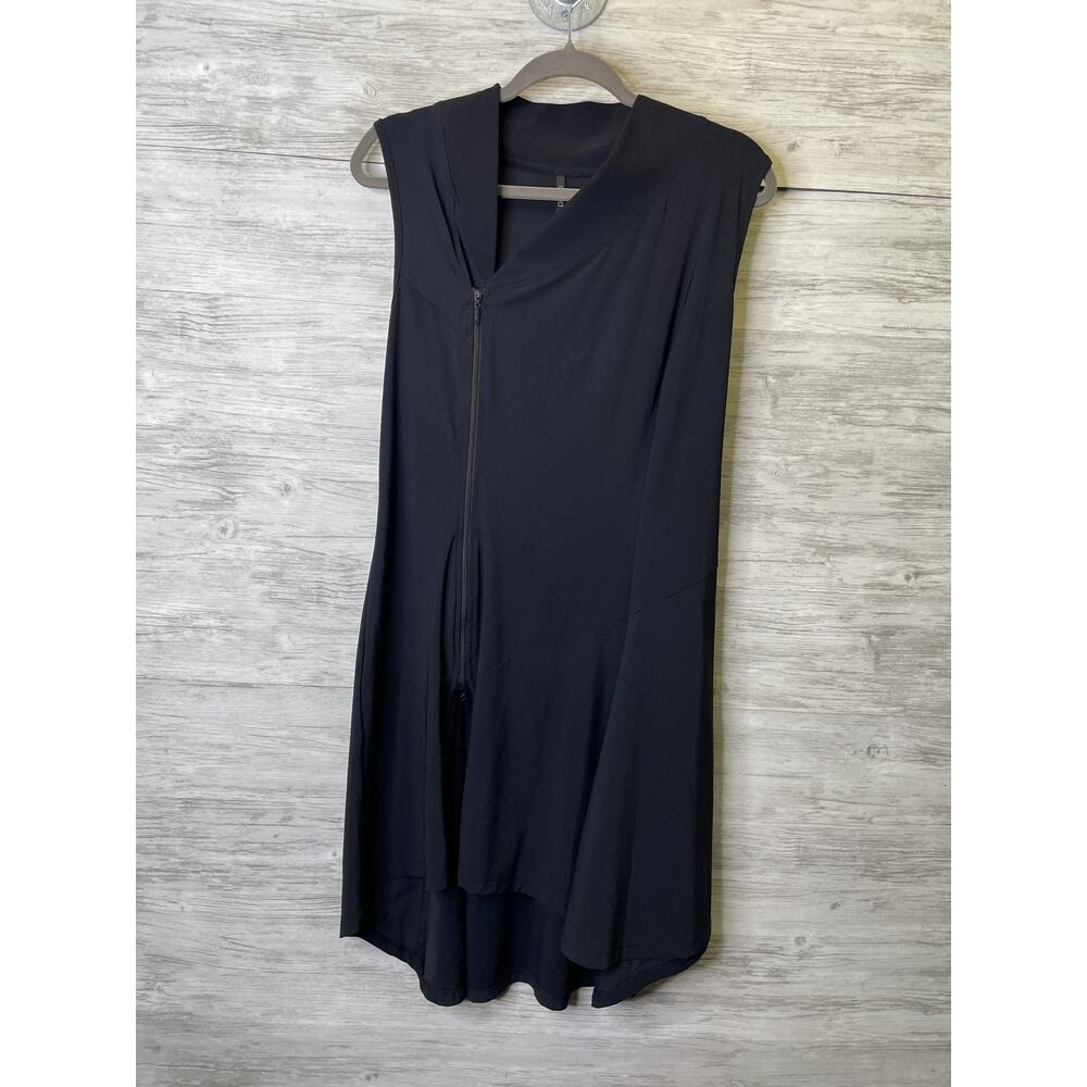 Porto Dress Womens 2 Black Sleeveless Zip Front Flowy Italian Fabric Made‎ USA